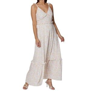 BCBGeneration Floral Strap Ruffles Victorian Y2K Maxi Dress sz 14 NWT